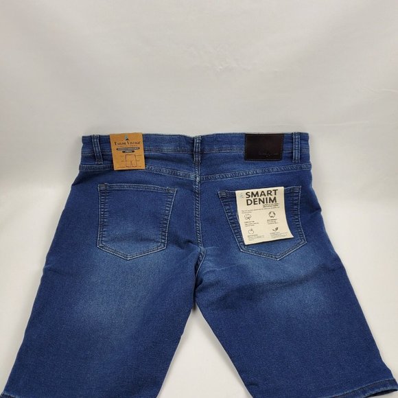 Tailor Vintage Mens Smart Denim Stretch Jean Shorts Blue 36X11 Cotton - Picture 4 of 10
